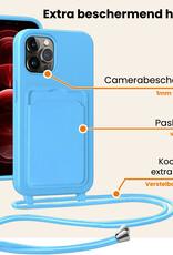 Nomfy Nomfy iPhone 13 Pro Hoesje Pashouder met Koord - Lichtblauw