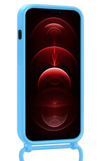 Nomfy Nomfy iPhone 13 Pro Hoesje Pashouder met Koord Met Screenprotector - Lichtblauw