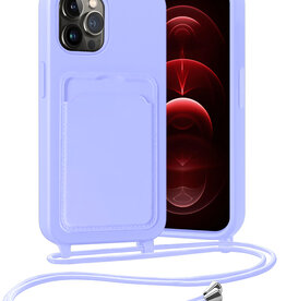 Nomfy Nomfy iPhone 13 Pro Hoesje Pashouder met Koord - Lila