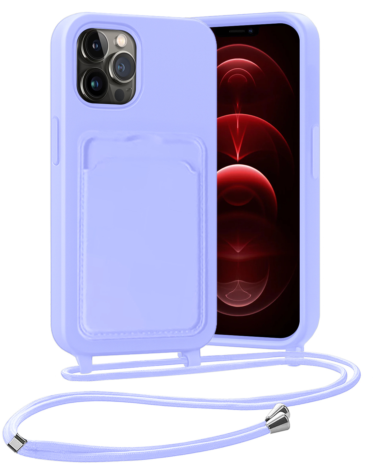 Nomfy Nomfy iPhone 13 Pro Hoesje Pashouder met Koord - Lila