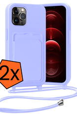 Nomfy Nomfy iPhone 13 Pro Hoesje Pashouder met Koord - Lila - 2 PACK