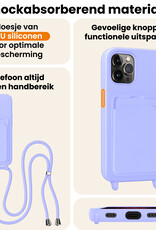 Nomfy Nomfy iPhone 13 Pro Hoesje Pashouder met Koord Met Screenprotector - Lila