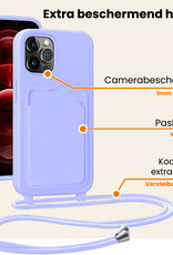 Nomfy Nomfy iPhone 13 Pro Hoesje Pashouder met Koord Met 2x Screenprotector - Lila
