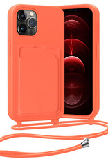 Nomfy Nomfy iPhone 13 Pro Hoesje Pashouder met Koord - Papaya