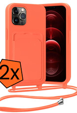 Nomfy Nomfy iPhone 13 Pro Hoesje Pashouder met Koord - Papaya - 2 PACK