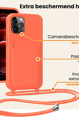 Nomfy Nomfy iPhone 13 Pro Hoesje Pashouder met Koord - Papaya - 2 PACK