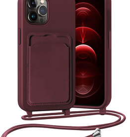 Nomfy Nomfy iPhone 13 Pro Max Hoesje Pashouder met Koord - Aubergine