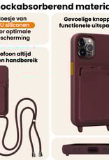 Nomfy Nomfy iPhone 13 Pro Max Hoesje Pashouder met Koord - Aubergine