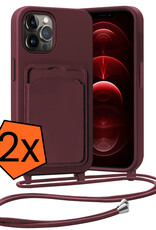 Nomfy Nomfy iPhone 13 Pro Max Hoesje Pashouder met Koord - Aubergine - 2 PACK