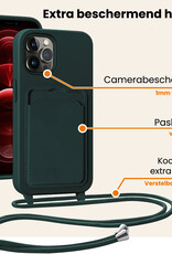 Nomfy Nomfy iPhone 13 Pro Max Hoesje Pashouder met Koord Met 2x Screenprotector - Donkergroen