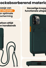 Nomfy Nomfy iPhone 13 Pro Max Hoesje Pashouder met Koord Met 2x Screenprotector - Donkergroen