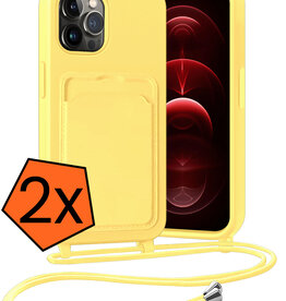 Nomfy Nomfy iPhone 13 Pro Max Hoesje Pashouder met Koord - Geel - 2 PACK