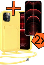 Nomfy Nomfy iPhone 13 Pro Max Hoesje Pashouder met Koord Met 2x Screenprotector - Geel