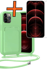 Nomfy Nomfy iPhone 13 Pro Max Hoesje Pashouder met Koord Met Screenprotector - Groen