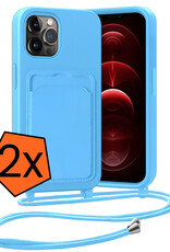 Nomfy Nomfy iPhone 13 Pro Max Hoesje Pashouder met Koord - Lichtblauw - 2 PACK