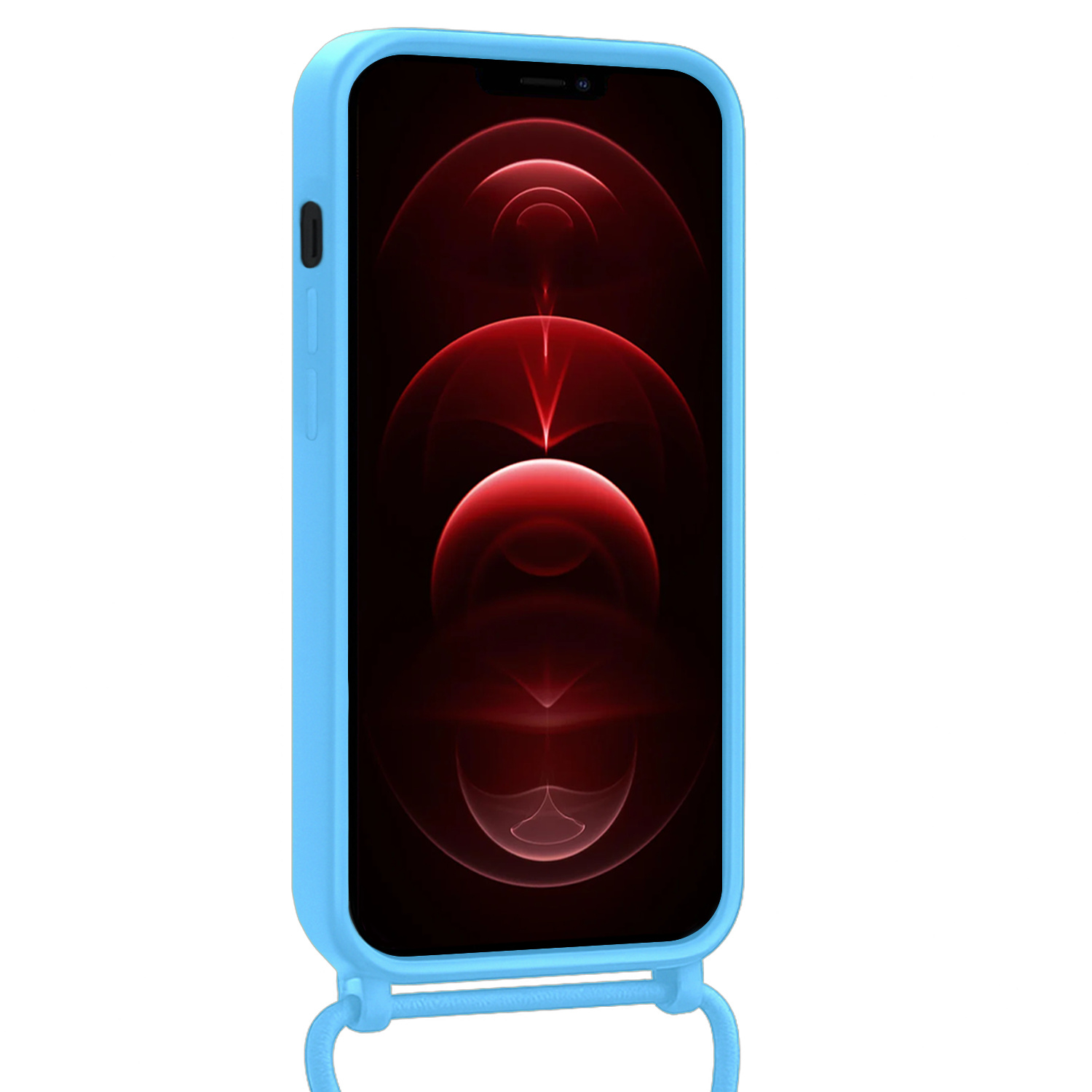 Nomfy Nomfy iPhone 13 Pro Max Hoesje Pashouder met Koord Met 2x Screenprotector - Lichtblauw