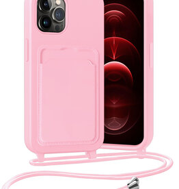 Nomfy Nomfy iPhone 13 Pro Max Hoesje Pashouder met Koord - Lichtroze