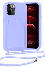 Nomfy Nomfy iPhone 13 Pro Max Hoesje Pashouder met Koord - Lila