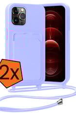 Nomfy Nomfy iPhone 13 Pro Max Hoesje Pashouder met Koord - Lila - 2 PACK