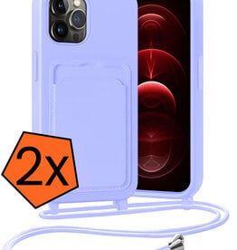 Nomfy Nomfy iPhone 13 Pro Max Hoesje Pashouder met Koord - Lila - 2 PACK