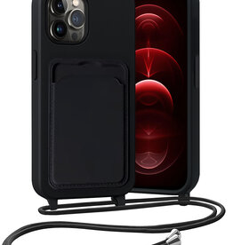 Nomfy Nomfy iPhone 13 Pro Max Hoesje Pashouder met Koord - Zwart