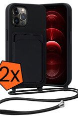 Nomfy Nomfy iPhone 13 Pro Max Hoesje Pashouder met Koord - Zwart - 2 PACK
