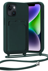 Nomfy Nomfy iPhone 14 Plus Hoesje Pashouder met Koord - Donkergroen