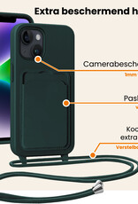 Nomfy Nomfy iPhone 14 Plus Hoesje Pashouder met Koord - Donkergroen - 2 PACK