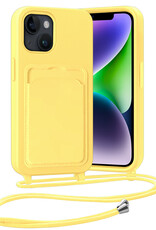 Nomfy Nomfy iPhone 14 Plus Hoesje Pashouder met Koord - Geel