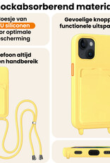 Nomfy Nomfy iPhone 14 Plus Hoesje Pashouder met Koord - Geel