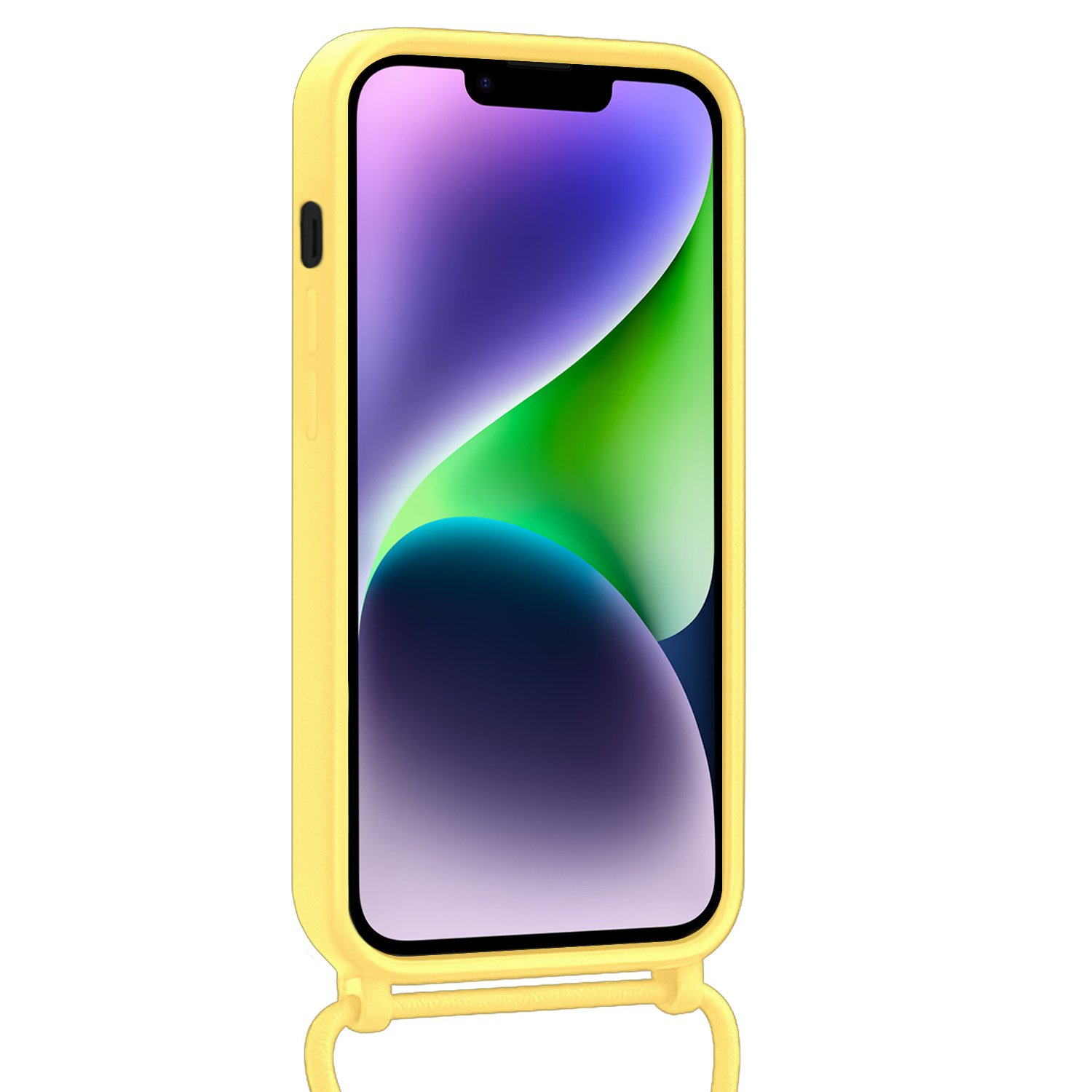 Nomfy Nomfy iPhone 14 Plus Hoesje Pashouder met Koord - Geel