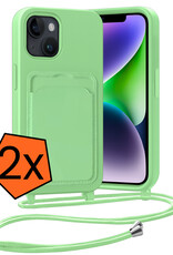 Nomfy Nomfy iPhone 14 Plus Hoesje Pashouder met Koord - Groen - 2 PACK