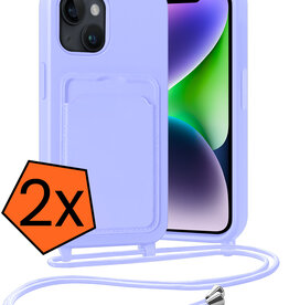 Nomfy Nomfy iPhone 14 Plus Hoesje Pashouder met Koord - Lila - 2 PACK
