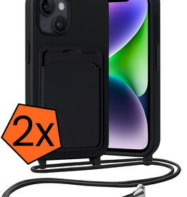 Nomfy Nomfy iPhone 14 Plus Hoesje Pashouder met Koord - Zwart - 2 PACK