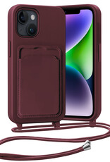 Nomfy Nomfy iPhone 14 Hoesje Pashouder met Koord - Aubergine