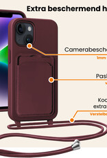 Nomfy Nomfy iPhone 14 Hoesje Pashouder met Koord - Aubergine