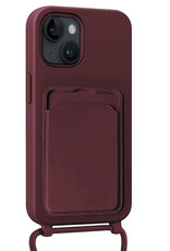 Nomfy Nomfy iPhone 14 Hoesje Pashouder met Koord - Aubergine - 2 PACK