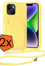 Nomfy Nomfy iPhone 14 Hoesje Pashouder met Koord - Geel - 2 PACK
