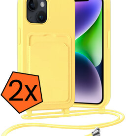 Nomfy Nomfy iPhone 14 Hoesje Pashouder met Koord - Geel - 2 PACK