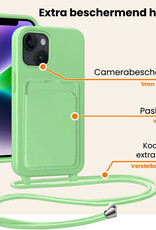 Nomfy Nomfy iPhone 14 Hoesje Pashouder met Koord Met 2x Screenprotector - Groen