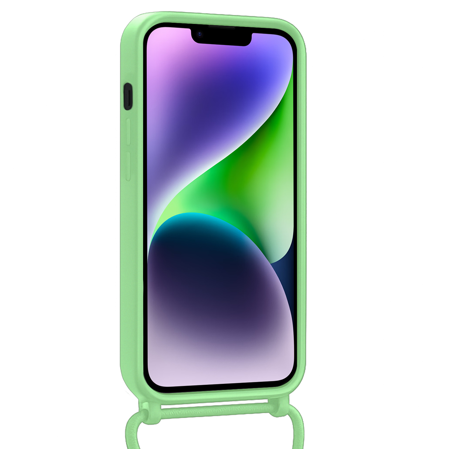 Nomfy Nomfy iPhone 14 Hoesje Pashouder met Koord Met 2x Screenprotector - Groen