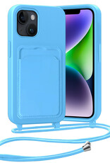 Nomfy Nomfy iPhone 14 Hoesje Pashouder met Koord - Lichtblauw