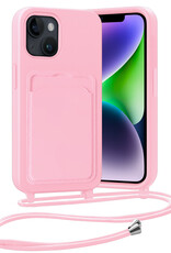 Nomfy Nomfy iPhone 14 Hoesje Pashouder met Koord - Lichtroze