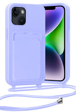 Nomfy Nomfy iPhone 14 Hoesje Pashouder met Koord - Lila