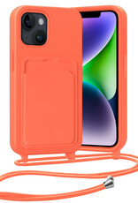 Nomfy Nomfy iPhone 14 Hoesje Pashouder met Koord - Papaya
