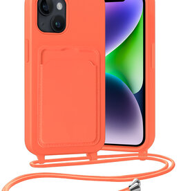 Nomfy Nomfy iPhone 14 Hoesje Pashouder met Koord - Papaya