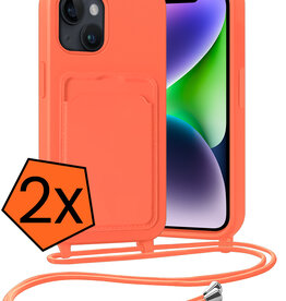 Nomfy Nomfy iPhone 14 Hoesje Pashouder met Koord - Papaya - 2 PACK