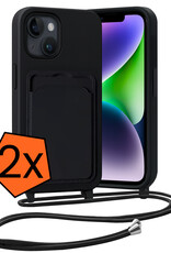 Nomfy Nomfy iPhone 14 Hoesje Pashouder met Koord - Zwart - 2 PACK