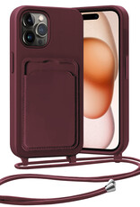 Nomfy Nomfy iPhone 14 Pro Hoesje Pashouder met Koord - Aubergine