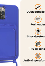 Nomfy Nomfy iPhone 14 Pro Hoesje Pashouder met Koord - Fel Blauw - 2 PACK